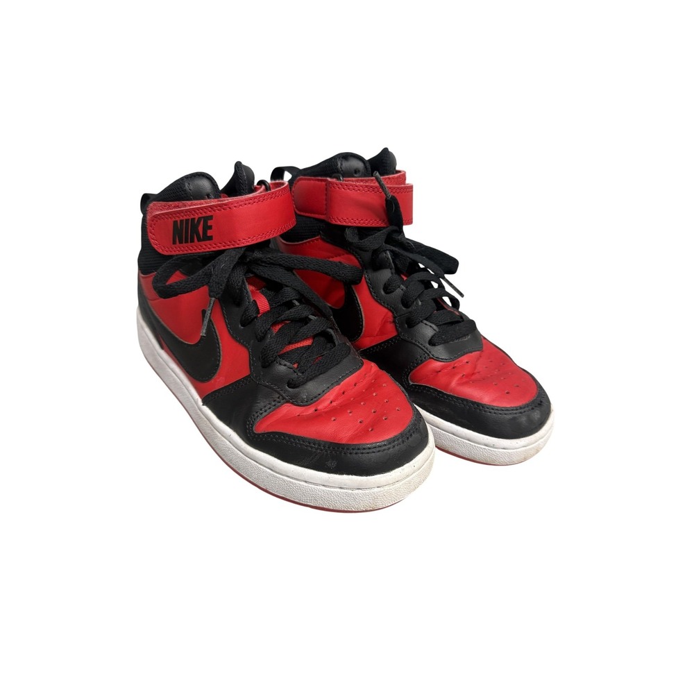 Nike Court Borough Mid 2 Shoes Youth Size 5.5Y Red Black Sneakers CD7782-602